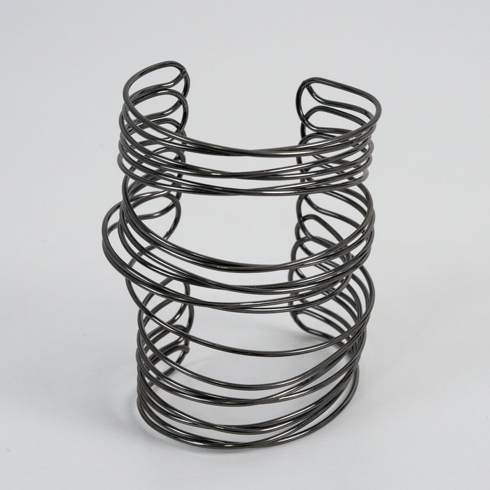 Vintage Gunmetal Multi-Wire Open Cuff Statement Bracelet
