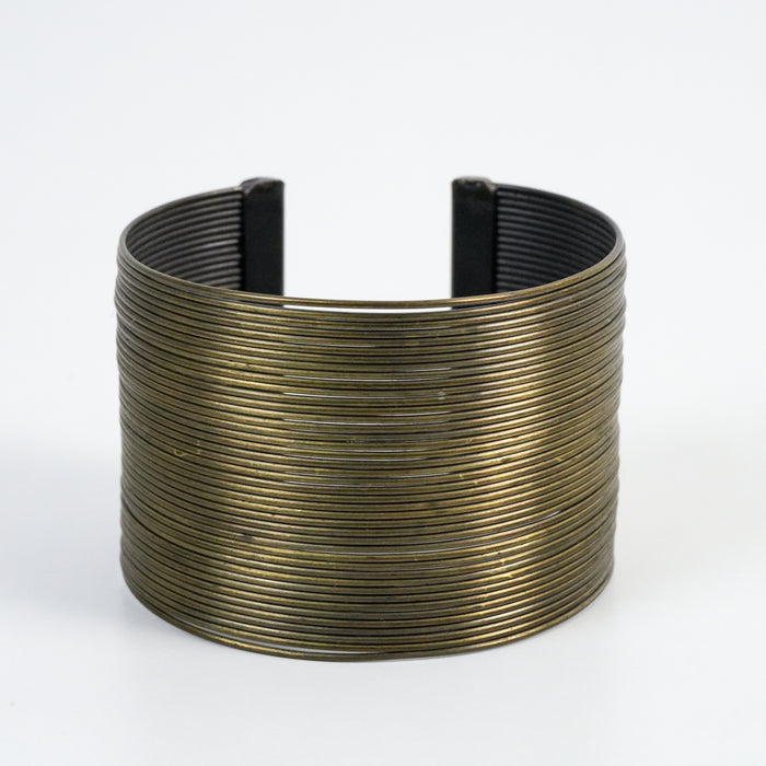 Vintage Multi-Wire Wrapped Wide Cuff Statement Bracelet