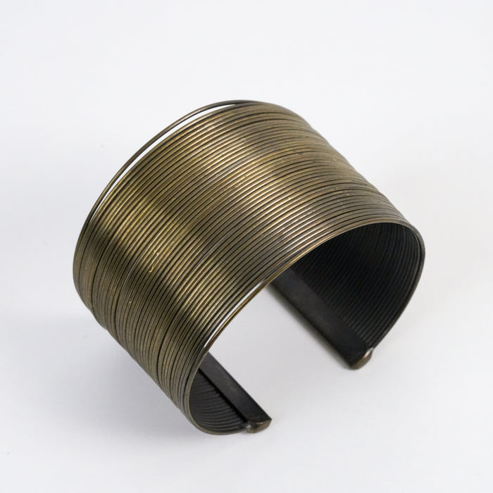 Vintage Multi-Wire Wrapped Wide Cuff Statement Bracelet
