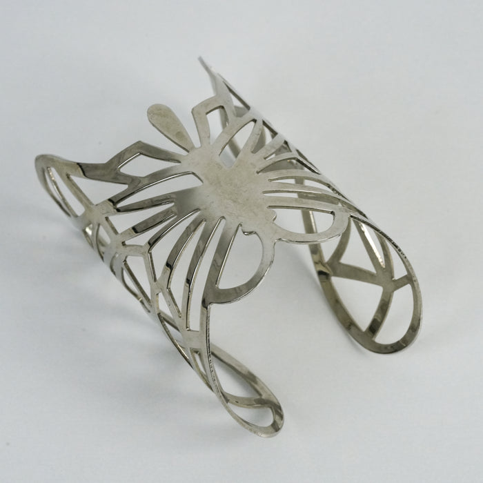 Vintage Silver-Tone Openwork Butterfly Cuff Bracelet