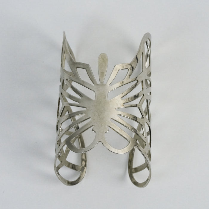 Vintage Silver-Tone Openwork Butterfly Cuff Bracelet