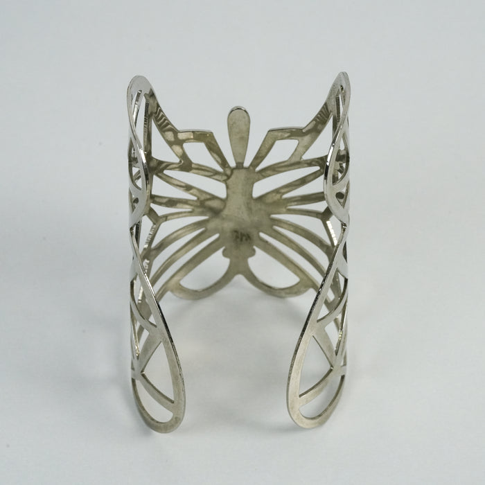 Vintage Silver-Tone Openwork Butterfly Cuff Bracelet