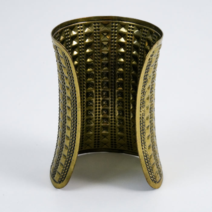 Vintage Gold-Tone Textured Wide Cuff Statement Bracelet