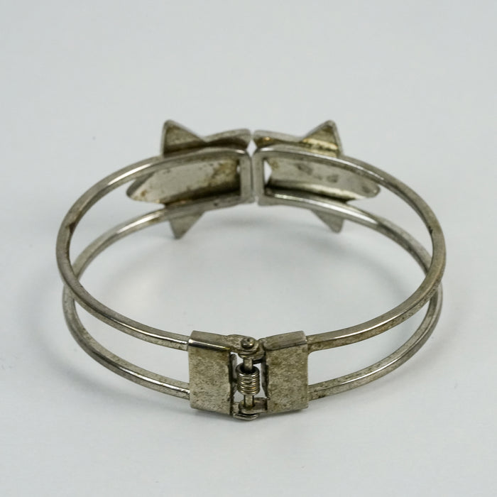 Vintage Silver-Tone Double-Strand Star Cuff Bracelet