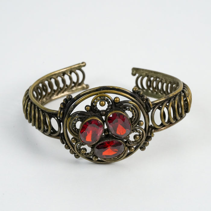 Vintage Bronze-Tone Filigree Cuff Bracelet