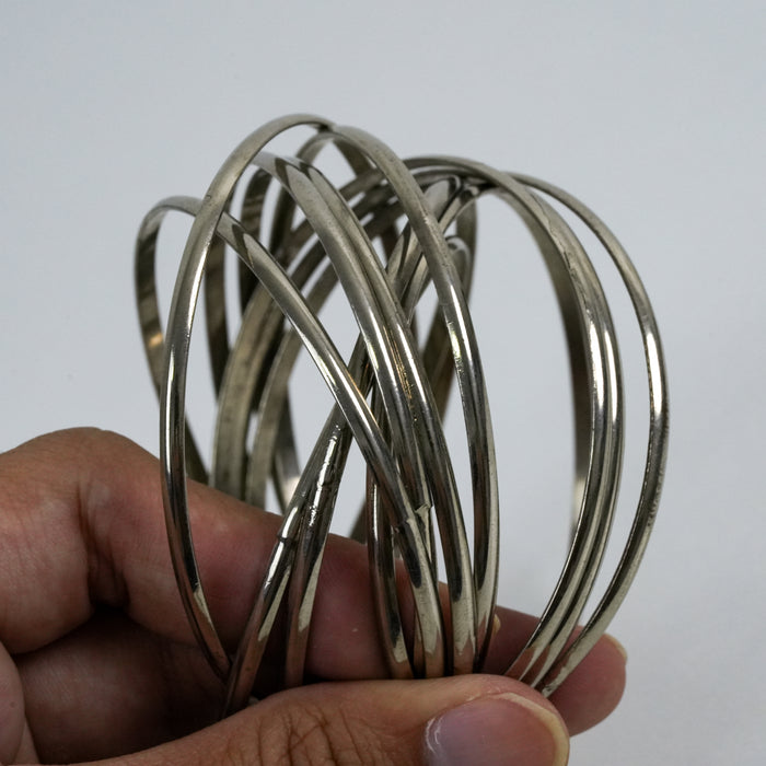 Vintage Silver Tone Stackable Bangle Bracelet Set