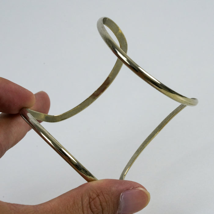 Vintage Silver Tone Sculptural Cuff Bracelet