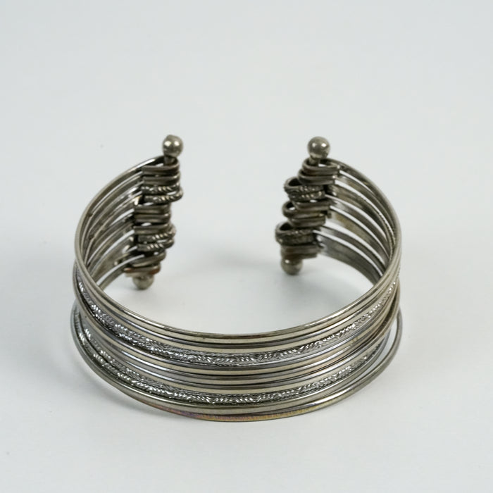 Vintage Silver Tone Multi Strand Cuff Bracelet