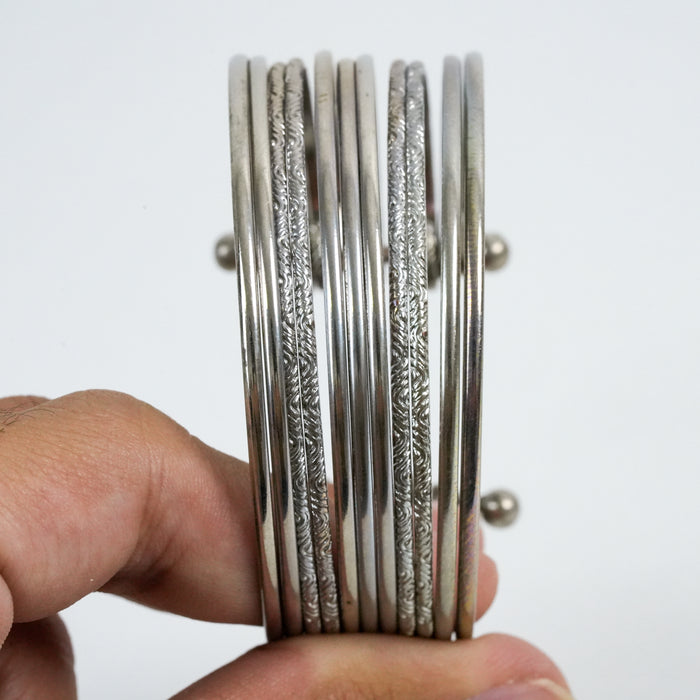 Vintage Silver Tone Multi Strand Cuff Bracelet