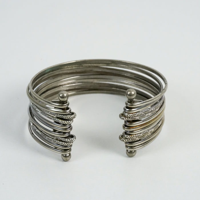 Vintage Silver Tone Multi Strand Cuff Bracelet
