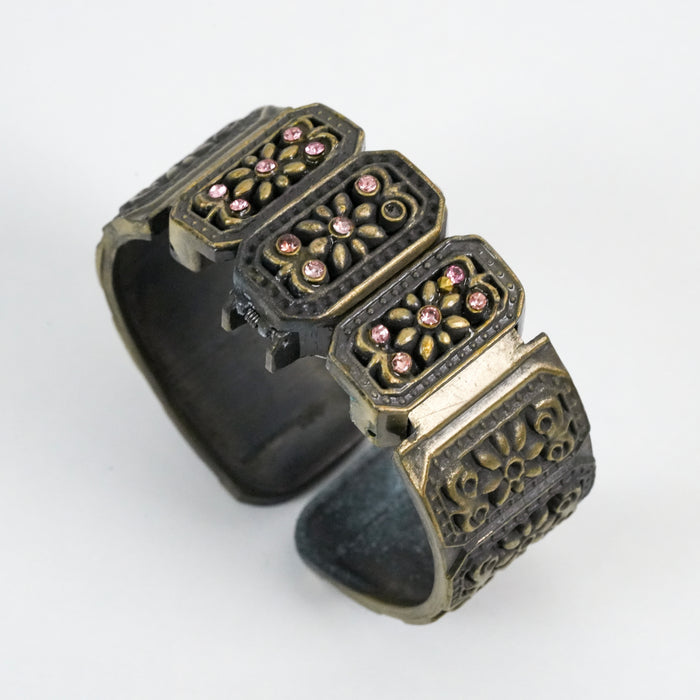 Vintage Bronze Tone Peek a Boo Cuff Watch