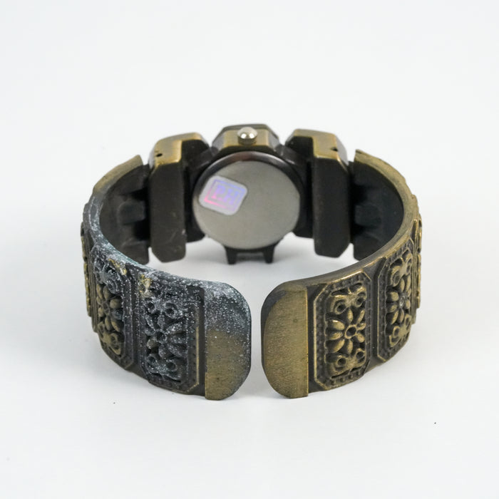 Vintage Bronze Tone Peek a Boo Cuff Watch