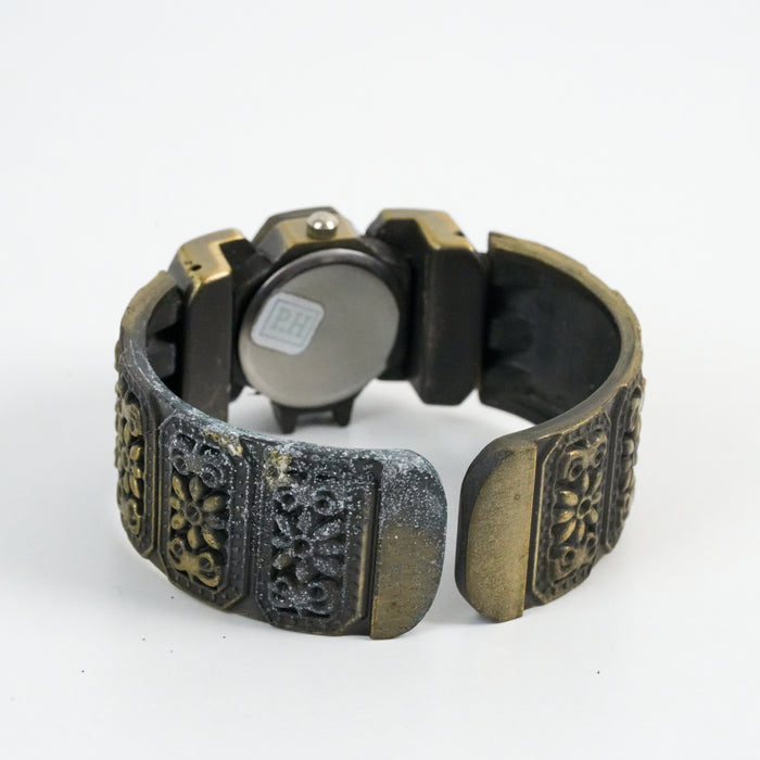 Vintage Bronze Tone Peek a Boo Cuff Watch