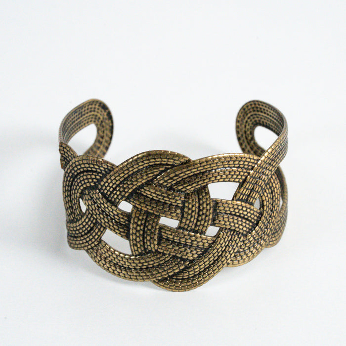 Vintage Gold-Tone Interwoven Knot Cuff Bracelet