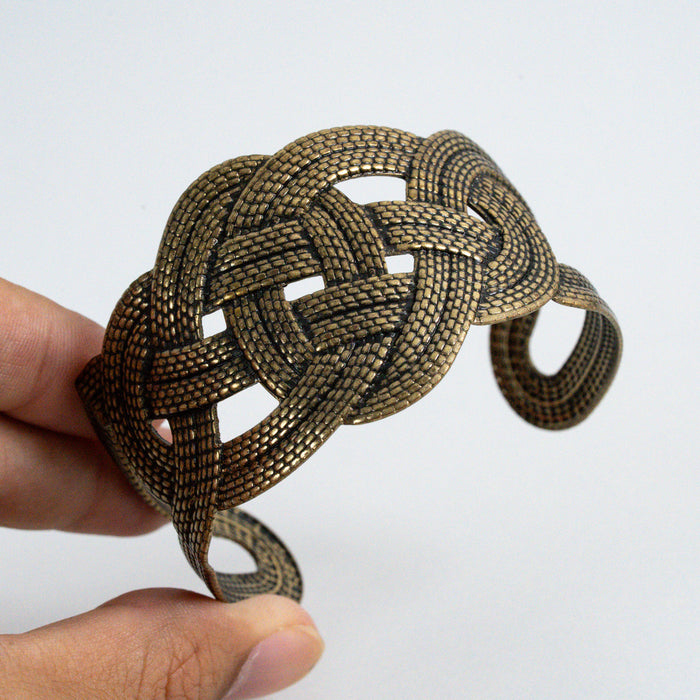 Vintage Gold-Tone Interwoven Knot Cuff Bracelet