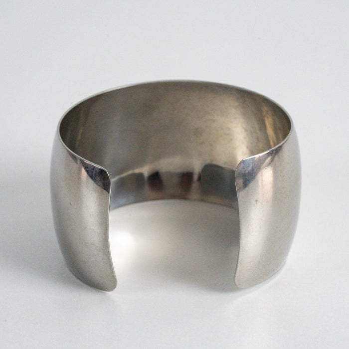 Vintage Silver-Tone Wide Minimalist Cuff Bracelet