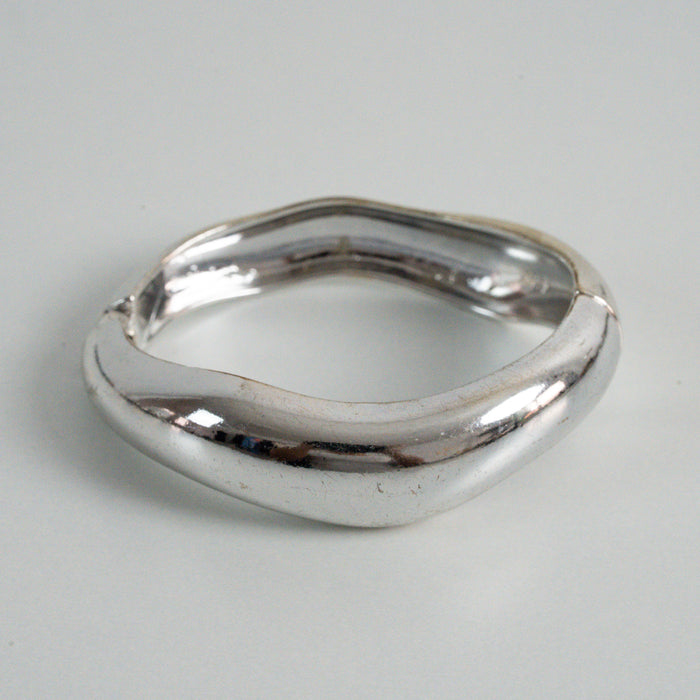 Vintage Silver-Tone Rounded Bangle Bracelet
