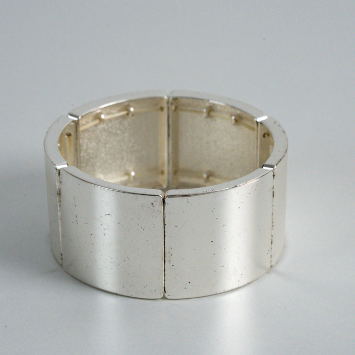 Vintage Silver-Tone Wide Panel Cuff Bracelet