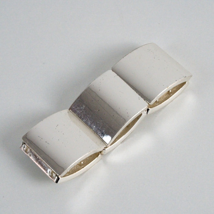 Vintage Silver-Tone Wide Panel Cuff Bracelet
