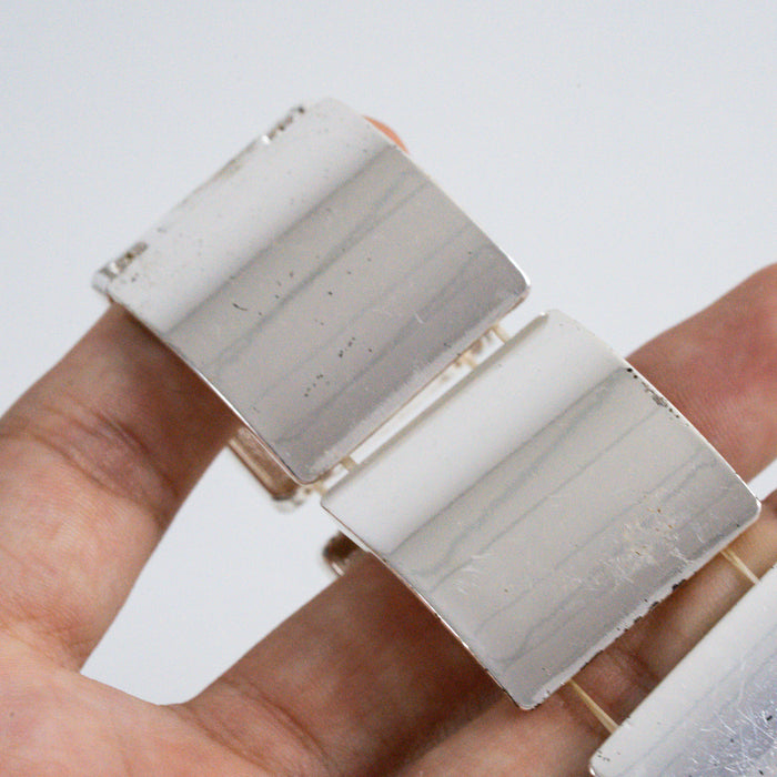 Vintage Silver-Tone Wide Panel Cuff Bracelet
