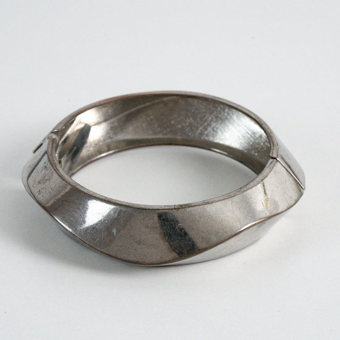 Vintage Silver-Tone Geometric Cuff Bracelet