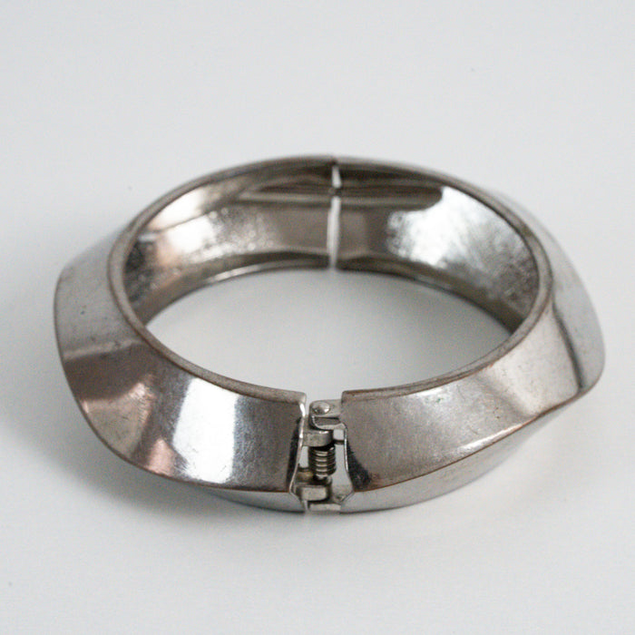 Vintage Silver-Tone Geometric Cuff Bracelet