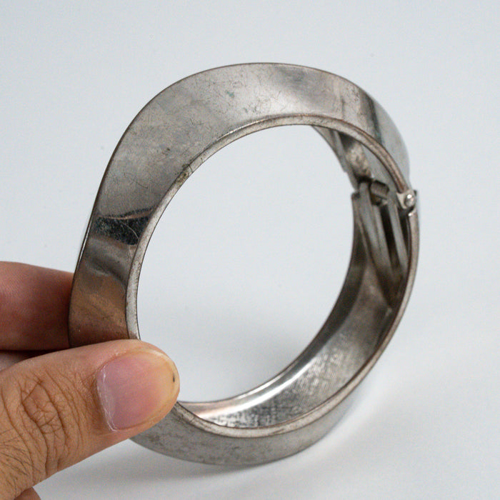 Vintage Silver-Tone Geometric Cuff Bracelet