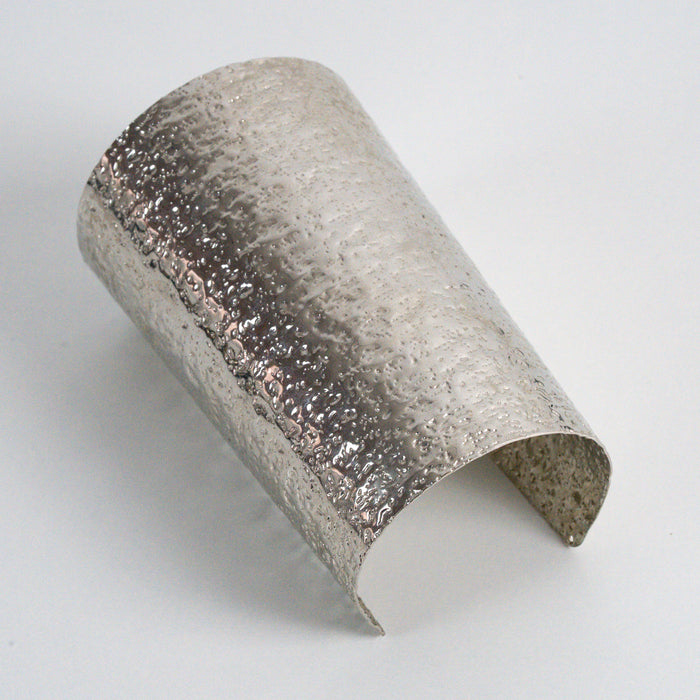 Vintage Textured Silver-Tone Wide Cuff Bracelet