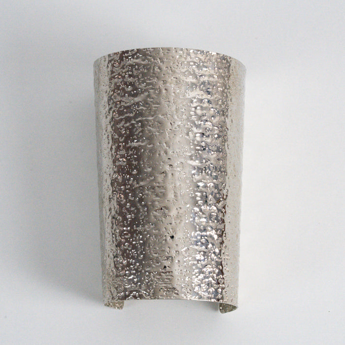 Vintage Textured Silver-Tone Wide Cuff Bracelet