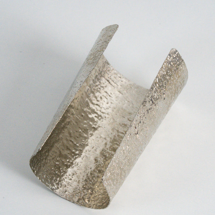 Vintage Textured Silver-Tone Wide Cuff Bracelet