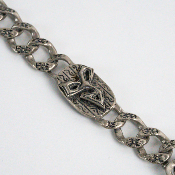 Vintage Silver-Tone Tribal Link Chain Bracelet