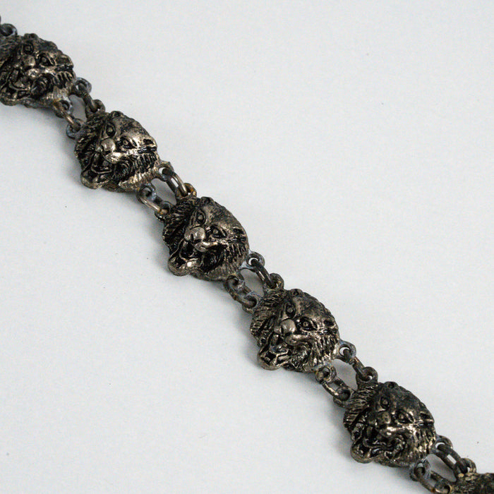Vintage Silver-Tone Panther Link Bracelet