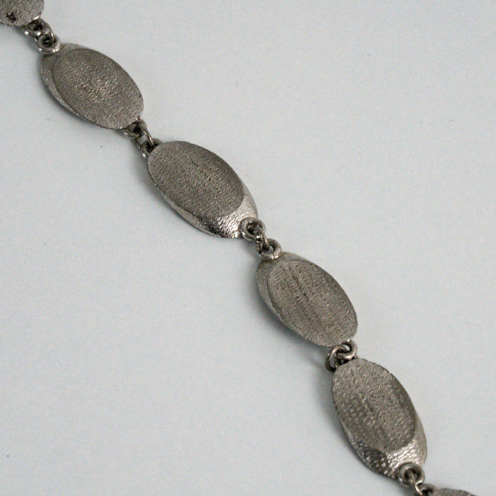 Vintage Silver-Tone Textured Oval Link Bracelet