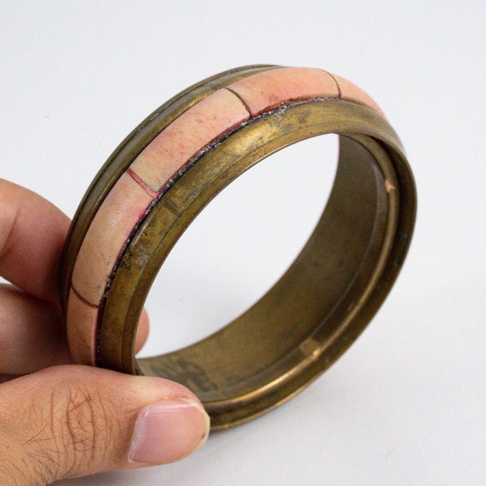 Vintage Two-Tone Pink & Ivory Bangle Bracelet Set