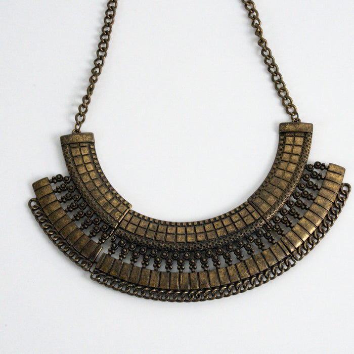 Vintage OPIA Bronze-Tone Statement Necklace