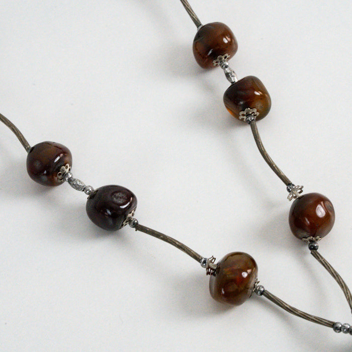 Vintage Dark Brown Beaded Statement Necklace