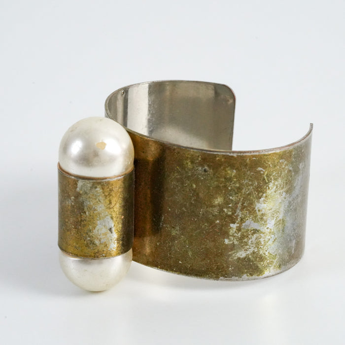 Vintage Pearl-Style Accent Cuff Bracelet
