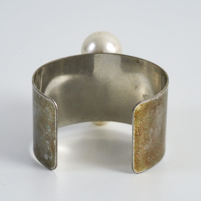 Vintage Pearl-Style Accent Cuff Bracelet