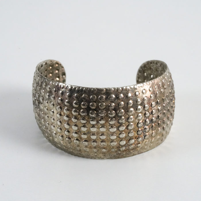 Vintage Silver-Tone Textured Cuff Bracelet