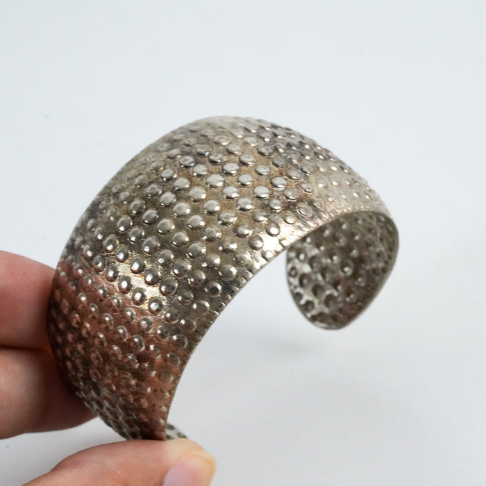 Vintage Silver-Tone Textured Cuff Bracelet