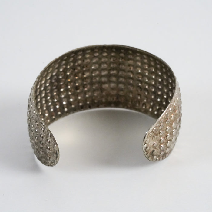 Vintage Silver-Tone Textured Cuff Bracelet
