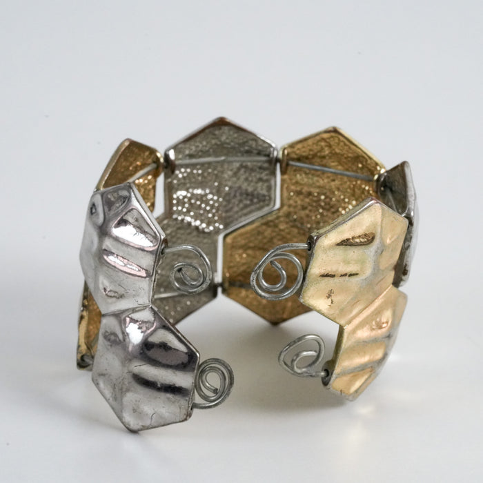 Vintage Two-Tone Geometric Cuff Bracelet