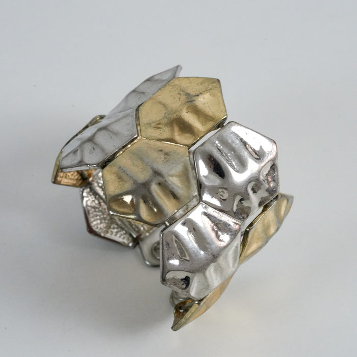 Vintage Two-Tone Geometric Cuff Bracelet