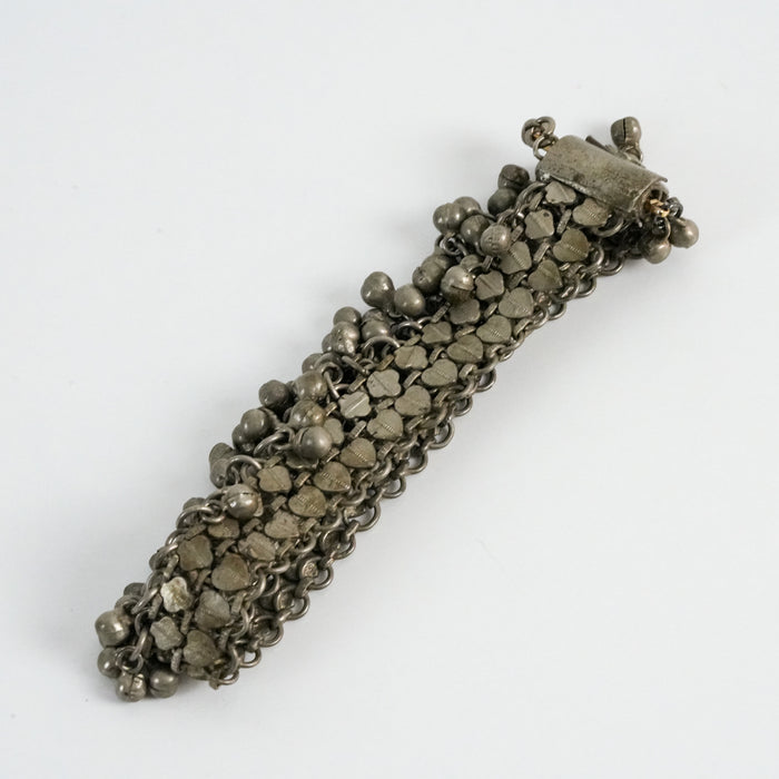 Vintage Silver-Tone Beaded Charm Anklet
