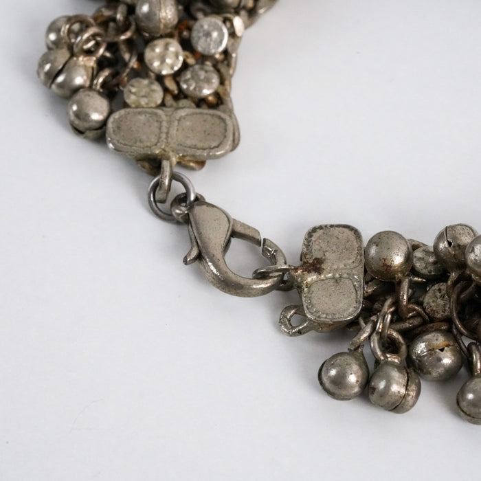 Vintage Silver-Tone Multi-Chain Charm Anklet with Shell Accents