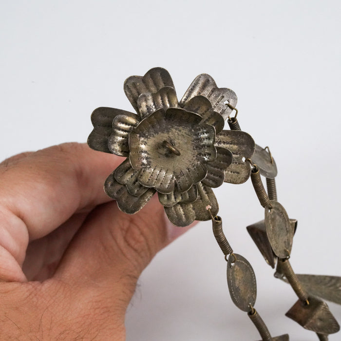 Vintage Bronze-Tone Floral Hair Stick with Geometric Dangle Charms