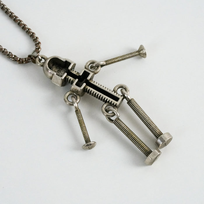 Vintage Silver-Tone Robot Pendant Necklace