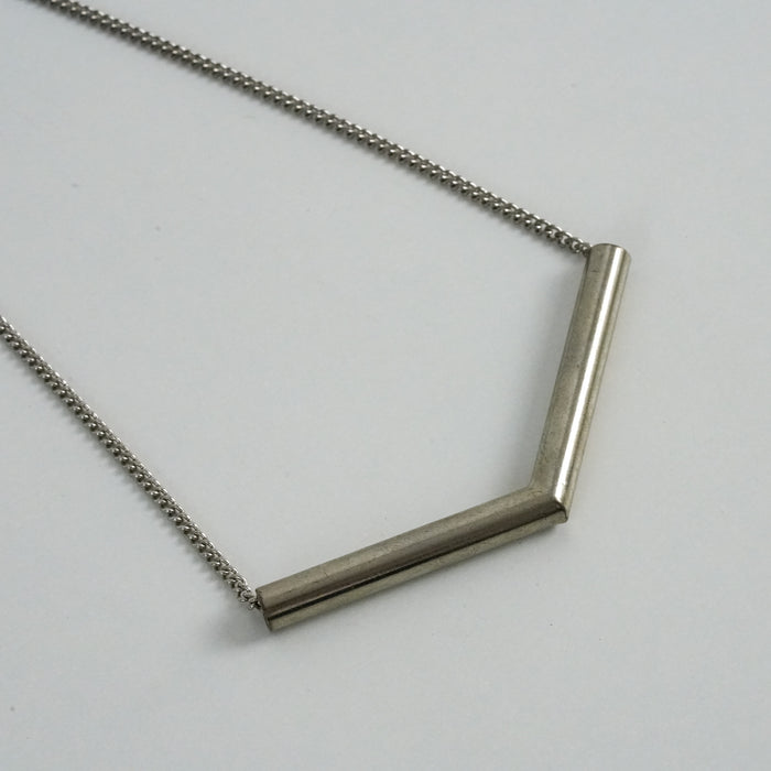 Vintage Silver-Tone Geometric V-Neck Necklace