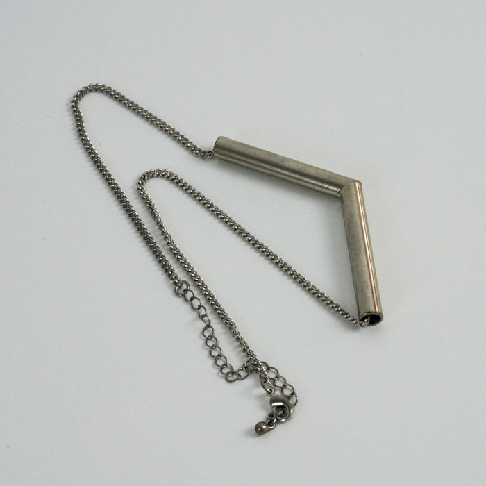 Vintage Silver-Tone Geometric V-Neck Necklace