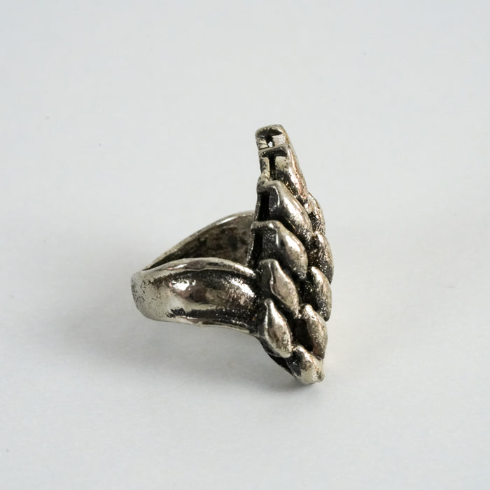 Vintage Silver-Tone Chunky Leaf Statement Ring